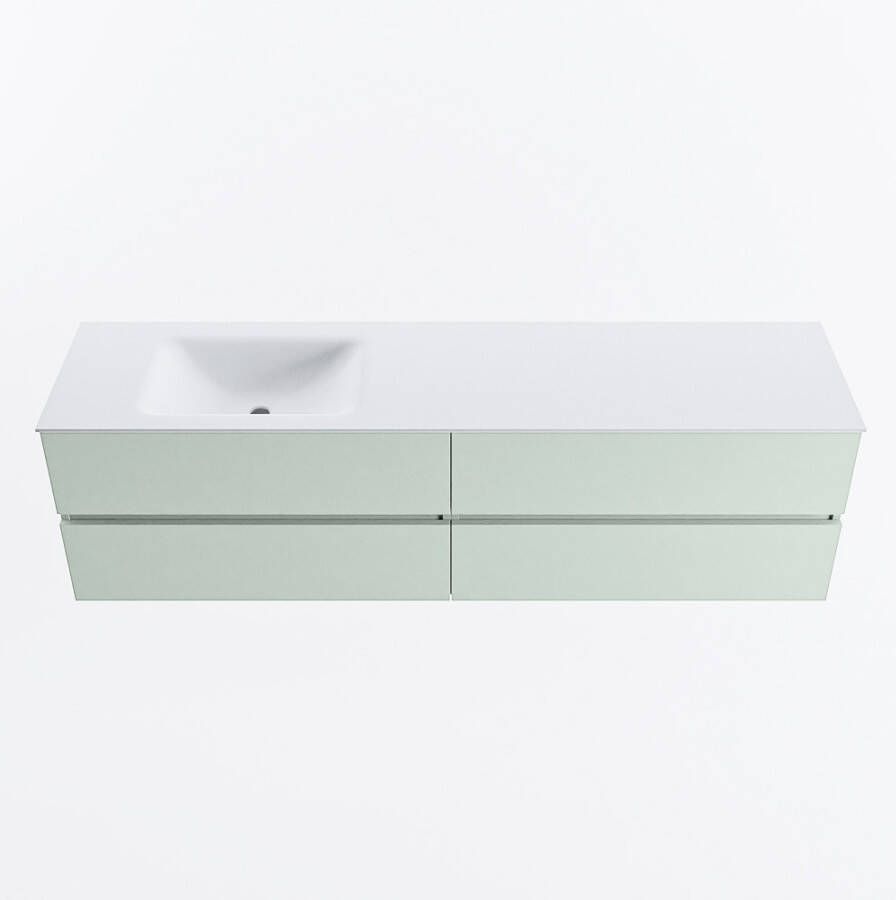 Mondiaz VICA 180cm badmeubel onderkast Greey 4 lades. Wastafel CLOUD links 1 kraangat kleur Talc.