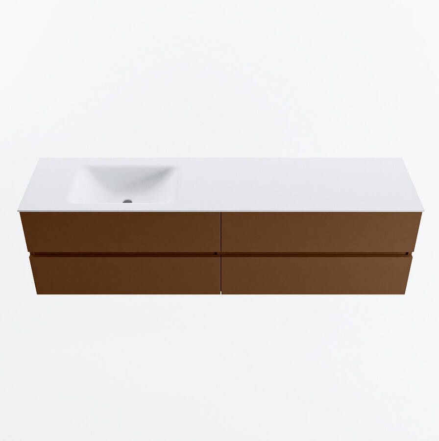 Mondiaz VICA 180cm badmeubel onderkast Rust 4 lades. Wastafel CLOUD links 1 kraangat kleur Talc.