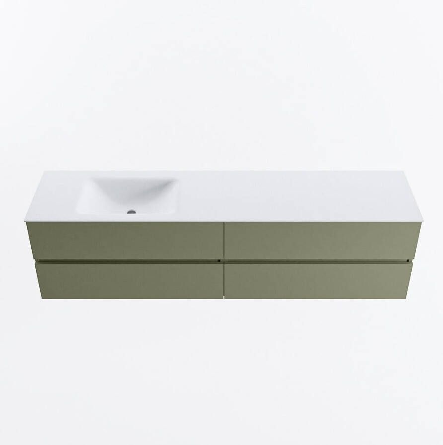 Mondiaz VICA 190cm badmeubel onderkast Army 4 lades. Wastafel CLOUD links 1 kraangat kleur Talc.