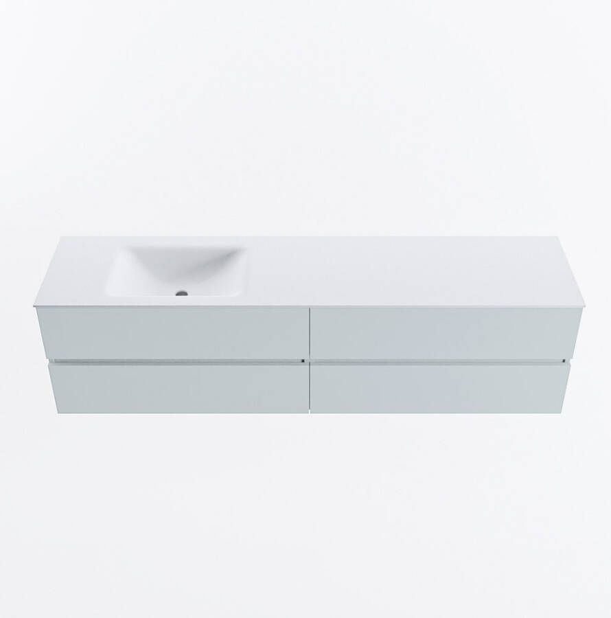 Mondiaz VICA 190cm badmeubel onderkast Clay 4 lades. Wastafel CLOUD links 1 kraangat kleur Talc.