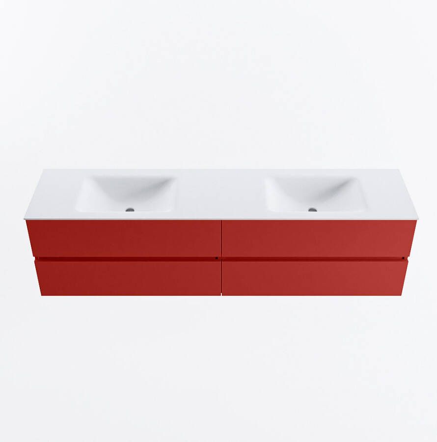 Mondiaz VICA 190cm badmeubel onderkast Fire 4 lades. Wastafel CLOUD dubbel 2 kraangaten kleur Talc.