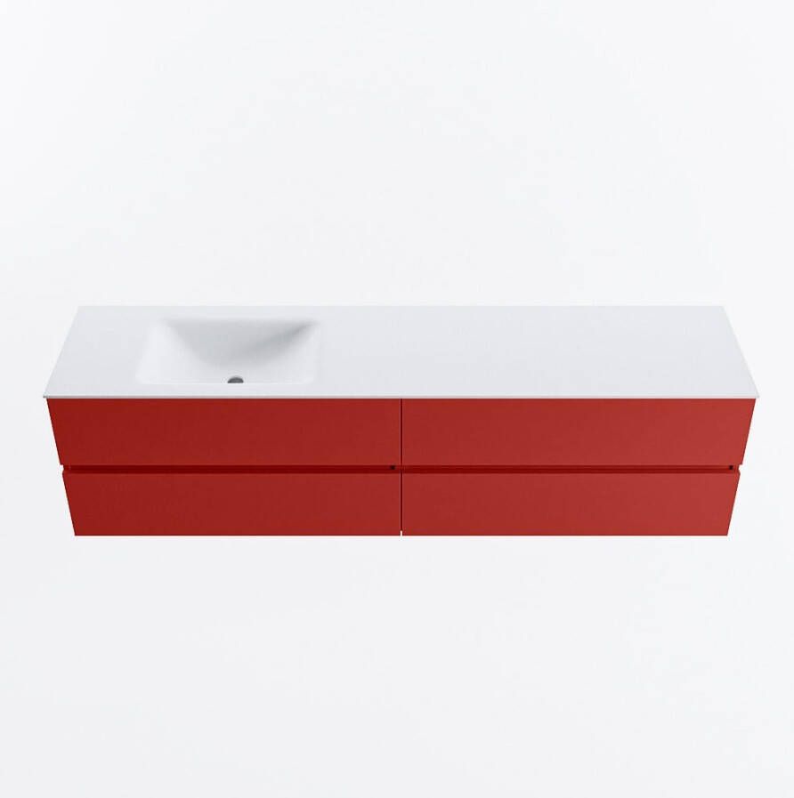 Mondiaz VICA 190cm badmeubel onderkast Fire 4 lades. Wastafel CLOUD links 1 kraangat kleur Talc.