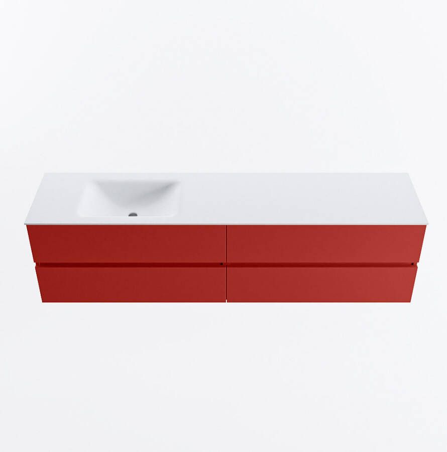 Mondiaz VICA 190cm badmeubel onderkast Fire 4 lades. Wastafel CLOUD links zonder kraangat kleur Talc.
