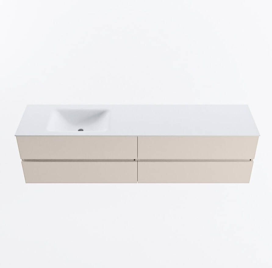 Mondiaz VICA 190cm badmeubel onderkast Linen 4 lades. Wastafel CLOUD links 1 kraangat kleur Talc.