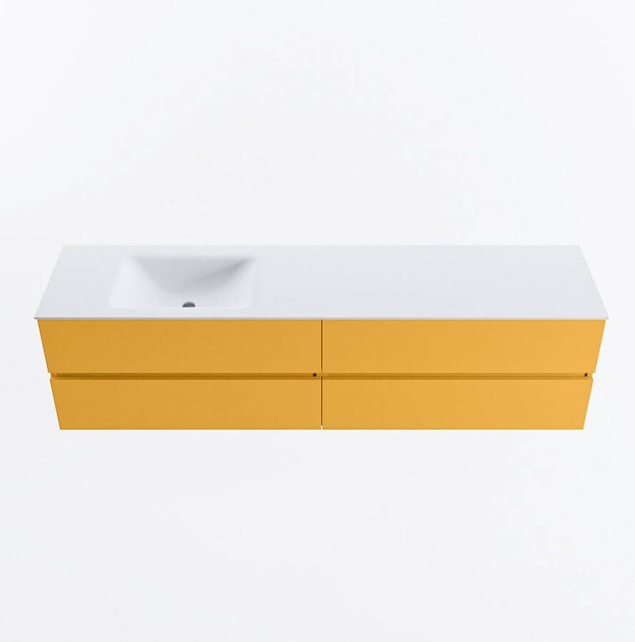 Mondiaz VICA 190cm badmeubel onderkast Ocher 4 lades. Wastafel CLOUD links 1 kraangat kleur Talc.