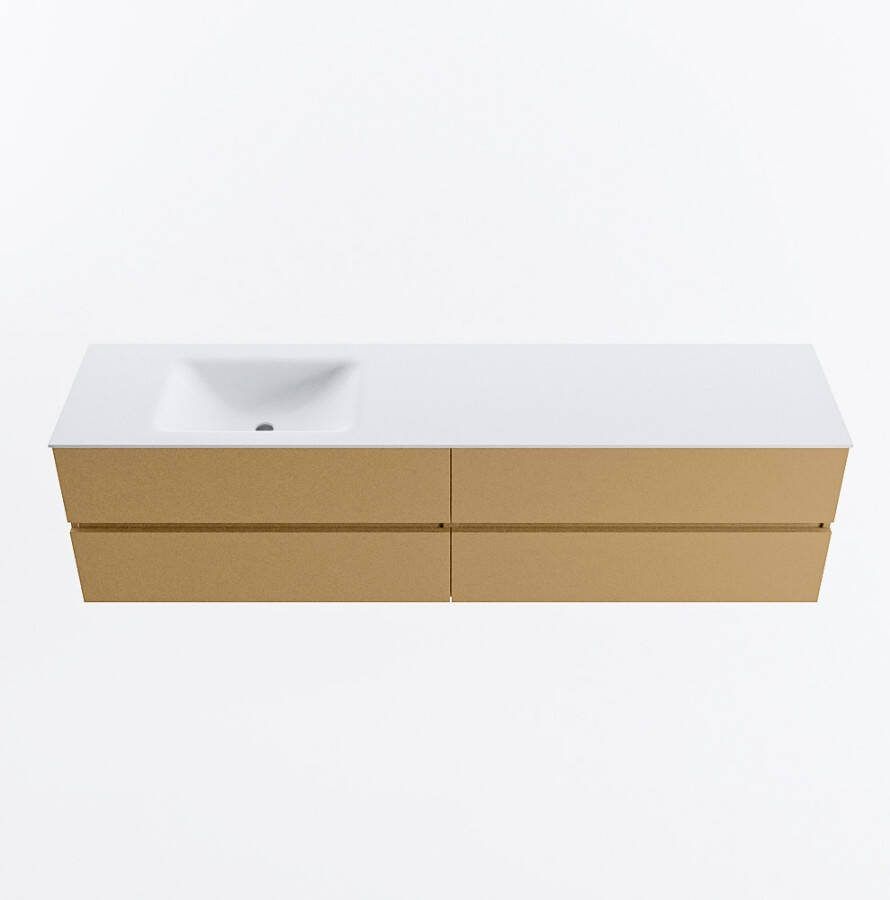 Mondiaz VICA 190cm badmeubel onderkast Oro 4 lades. Wastafel CLOUD links 1 kraangat kleur Talc.