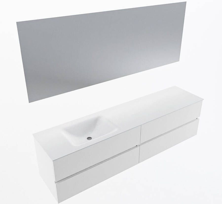 Mondiaz VICA 190cm badmeubel onderkast Talc 4 lades. Wastafel CLOUD links zonder kraangat kleur Talc.