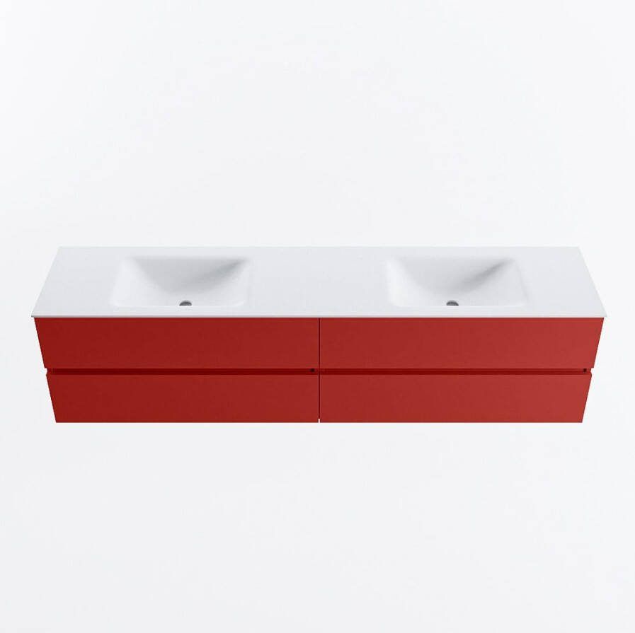 Mondiaz VICA 200cm badmeubel onderkast Fire 4 lades. Wastafel CLOUD dubbel 2 kraangaten kleur Talc.