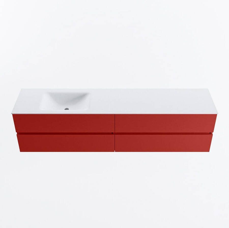 Mondiaz VICA 200cm badmeubel onderkast Fire 4 lades. Wastafel CLOUD links 1 kraangat kleur Talc.