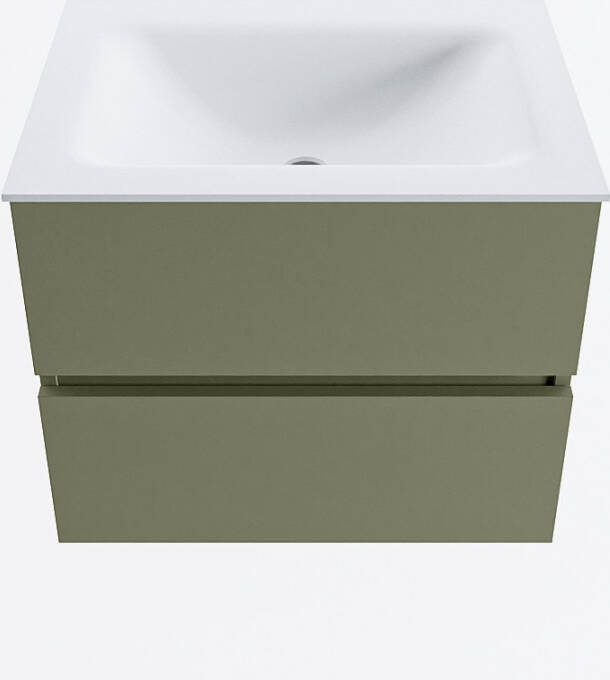Mondiaz VICA 60cm badmeubel onderkast Army 2 lades. Wastafel CLOUD midden 1 kraangat kleur Talc.