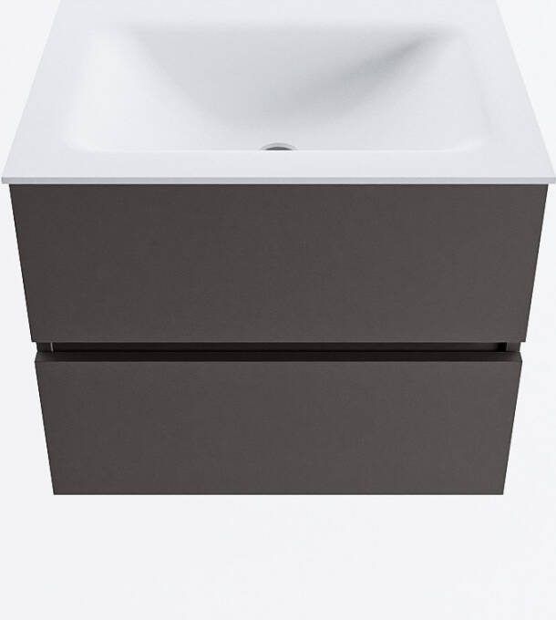 Mondiaz VICA 60cm badmeubel onderkast Dark Grey 2 lades. Wastafel CLOUD midden 1 kraangat kleur Talc.