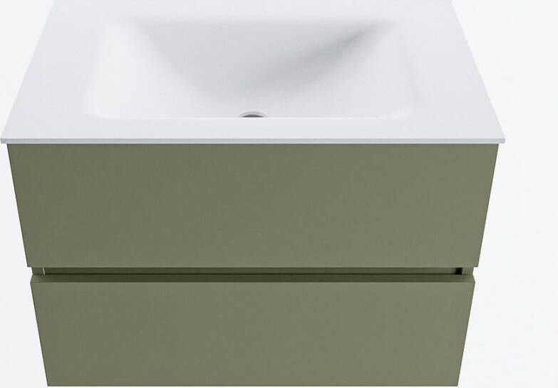 Mondiaz VICA 70cm badmeubel onderkast Army 2 lades. Wastafel CLOUD midden 1 kraangat kleur Talc.