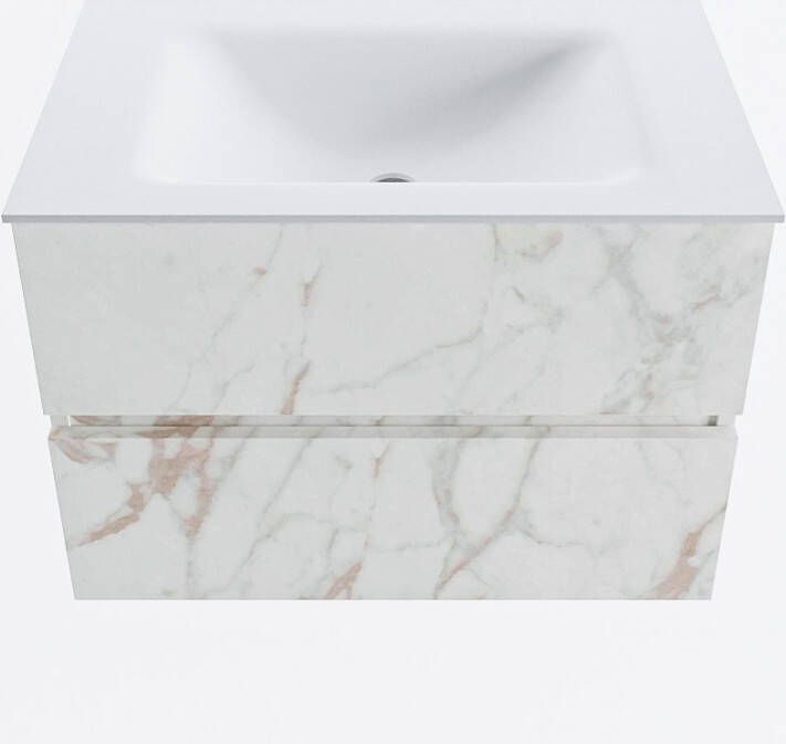 Mondiaz VICA 70cm badmeubel onderkast Carrara 2 lades. Wastafel CLOUD midden 1 kraangat kleur Talc.