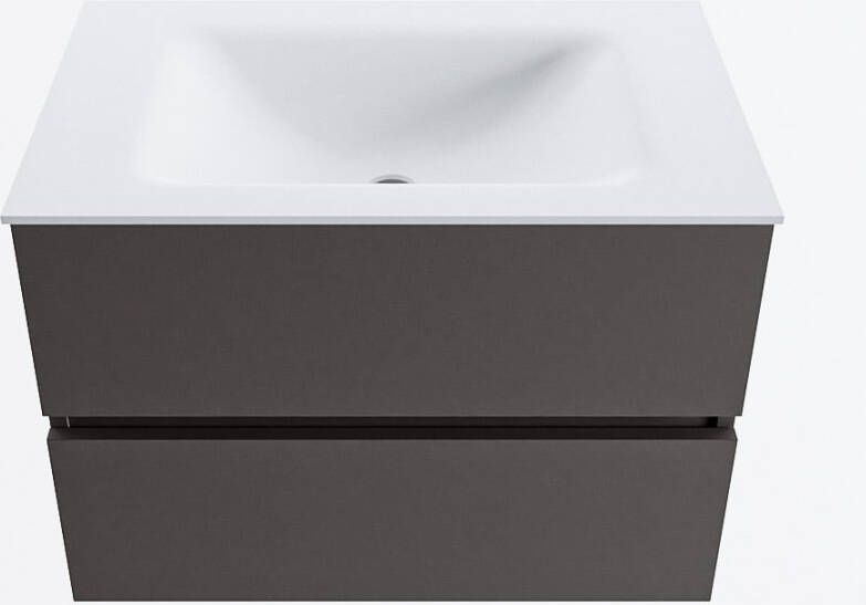 Mondiaz VICA 70cm badmeubel onderkast Dark Grey 2 lades. Wastafel CLOUD midden 1 kraangat kleur Talc.