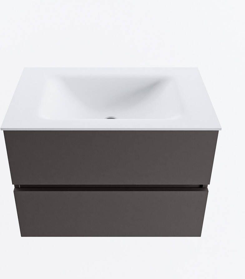 Mondiaz VICA 70cm badmeubel onderkast Dark Grey 2 lades. Wastafel CLOUD midden zonder kraangat kleur Talc.