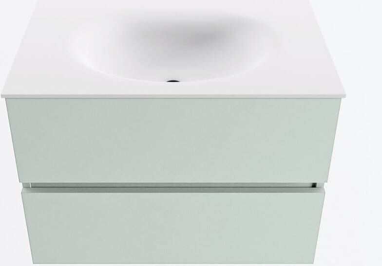 Mondiaz VICA 70cm badmeubel onderkast Greey 2 lades. Wastafel MOON midden 1 kraangat kleur Talc.