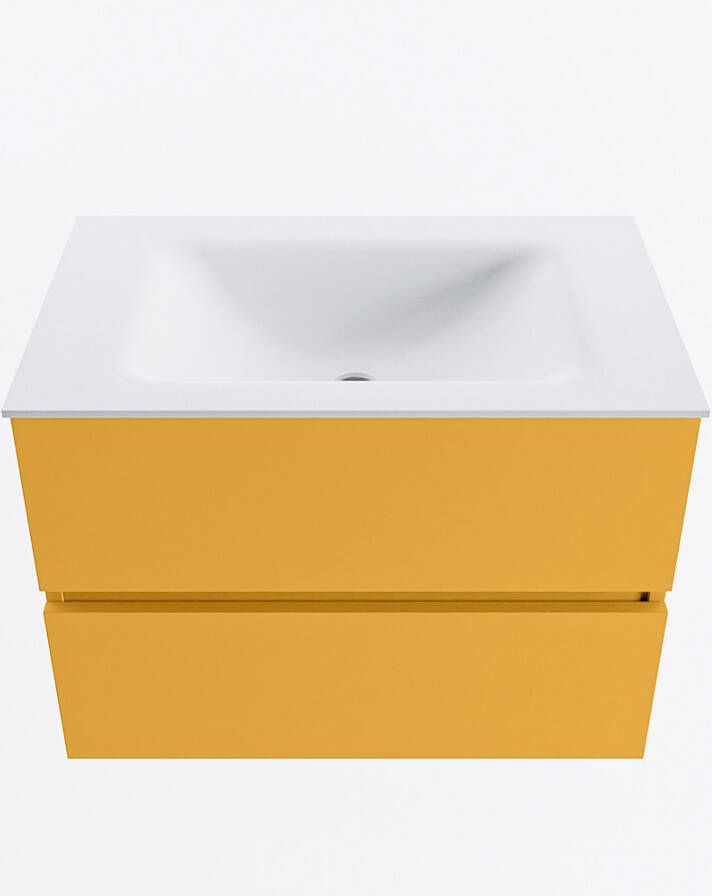 Mondiaz VICA 70cm badmeubel onderkast Ocher 2 lades. Wastafel CLOUD midden 1 kraangat kleur Talc.