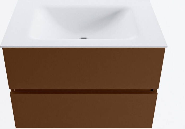 Mondiaz VICA 70cm badmeubel onderkast Rust 2 lades. Wastafel CLOUD midden zonder kraangat kleur Talc.