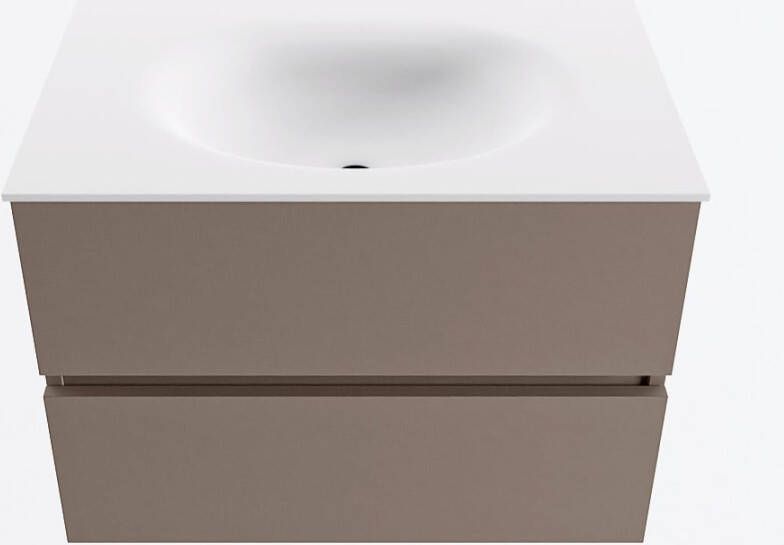Mondiaz VICA 70cm badmeubel onderkast Smoke 2 lades. Wastafel MOON midden 1 kraangat kleur Talc.