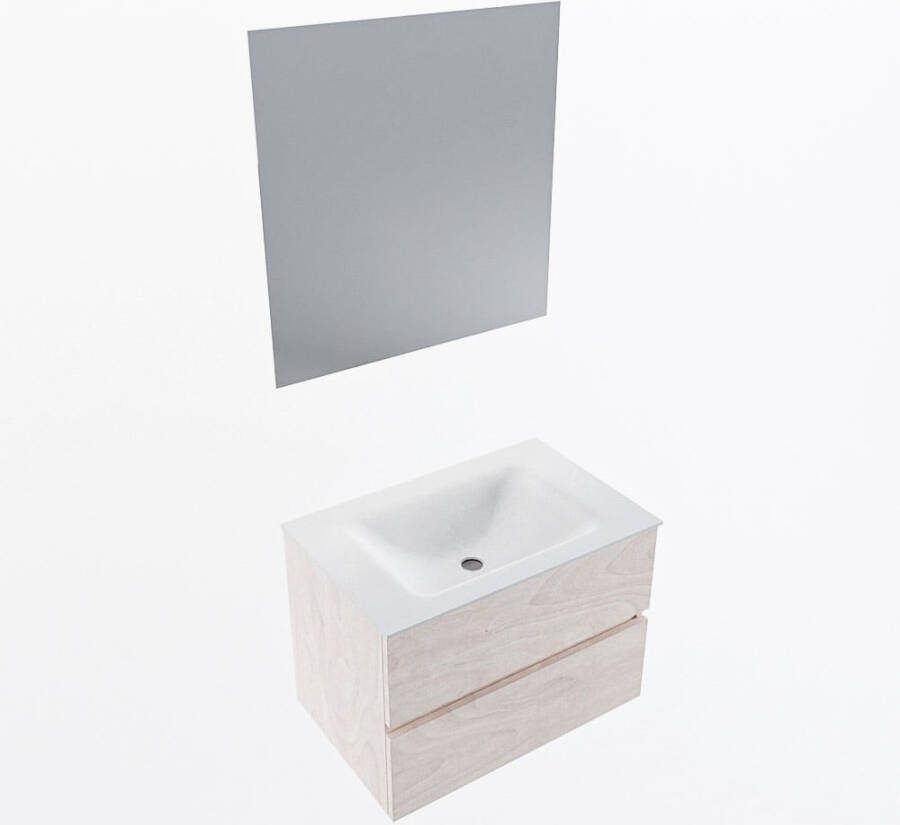 Mondiaz VICA 70cm badmeubel onderkast Underlayment 2 lades. Wastafel CLOUD midden 1 kraangat kleur Talc.