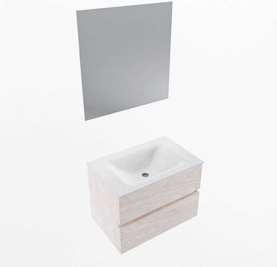 Mondiaz VICA 70cm badmeubel onderkast Underlayment 2 lades. Wastafel CLOUD midden zonder kraangat kleur Talc.