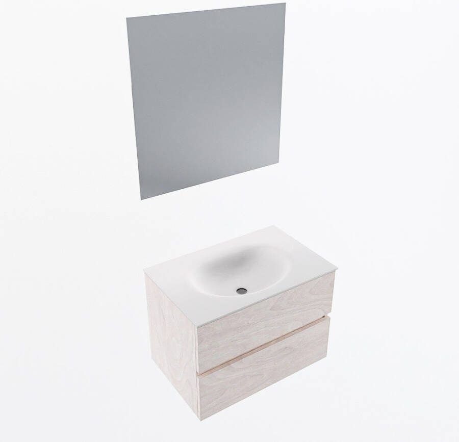 Mondiaz VICA 70cm badmeubel onderkast Underlayment 2 lades. Wastafel MOON midden 1 kraangat kleur Talc.