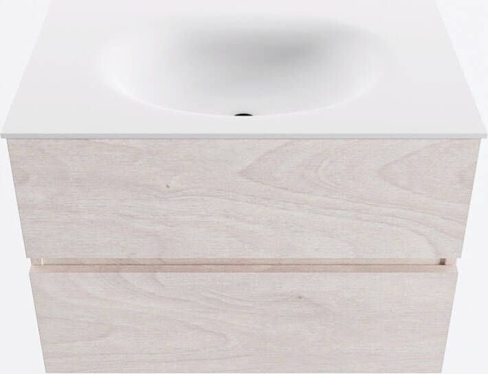 Mondiaz VICA 70cm badmeubel onderkast Underlayment 2 lades. Wastafel MOON midden zonder kraangat kleur Talc.