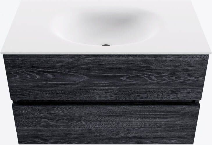 Mondiaz VICA 80cm badmeubel onderkast Antracite 2 lades. Wastafel MOON midden 1 kraangat kleur Talc.