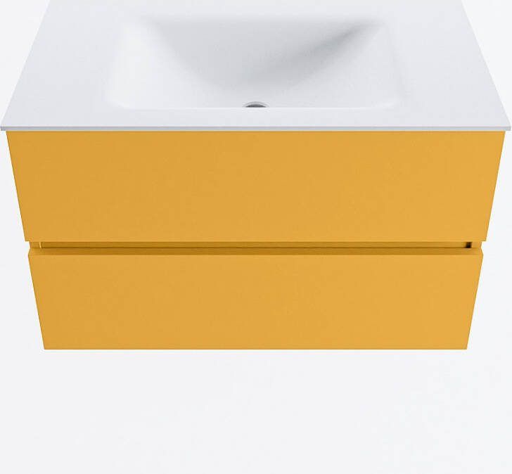 Mondiaz VICA 80cm badmeubel onderkast Ocher 2 lades. Wastafel CLOUD midden 1 kraangat kleur Talc.