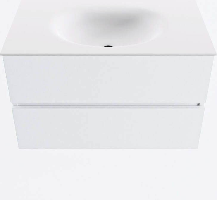 Mondiaz VICA 80cm badmeubel onderkast Talc 2 lades. Wastafel MOON midden 1 kraangat kleur Talc.