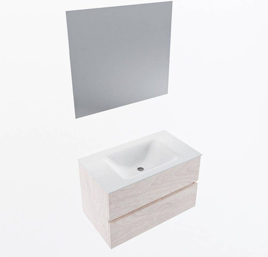 Mondiaz VICA 80cm badmeubel onderkast Underlayment 2 lades. Wastafel CLOUD midden zonder kraangat kleur Talc.
