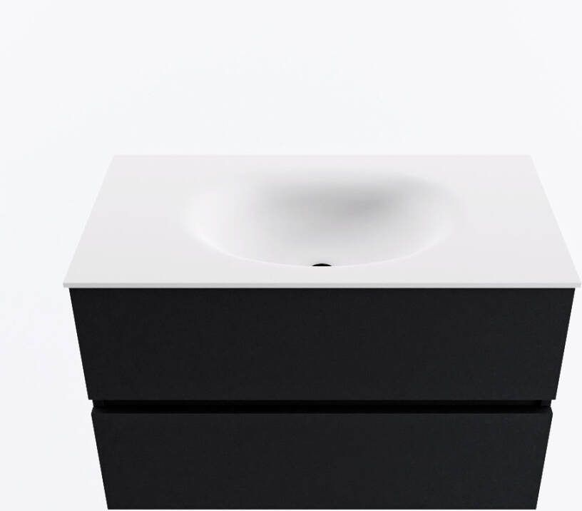 Mondiaz VICA 80cm badmeubel onderkast Urban 2 lades. Wastafel MOON midden 1 kraangat kleur Talc.