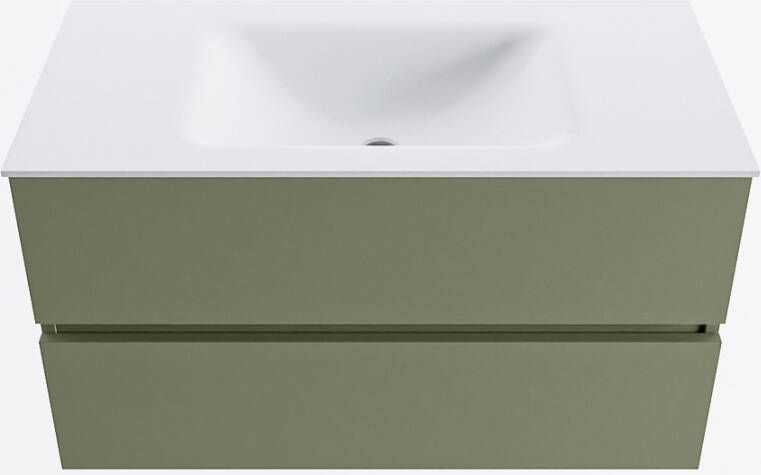 Mondiaz VICA 90cm badmeubel onderkast Army 2 lades. Wastafel CLOUD midden 1 kraangat kleur Talc.