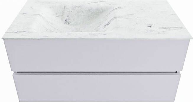 Mondiaz VICA-DLUX 100cm badmeubel onderkast Cale 2 lades. Inbouw wastafel CLOUD links 1 kraangat kleur Frappe.