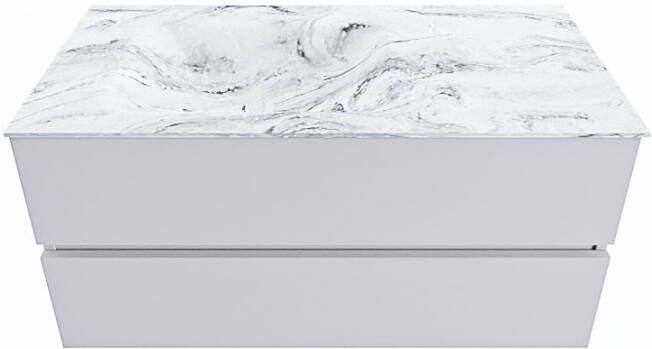 Mondiaz VICA-DLUX 100cm badmeubel onderkast Cale 2 lades. Inbouw wastafel CLOUD links zonder kraangat kleur Lava.