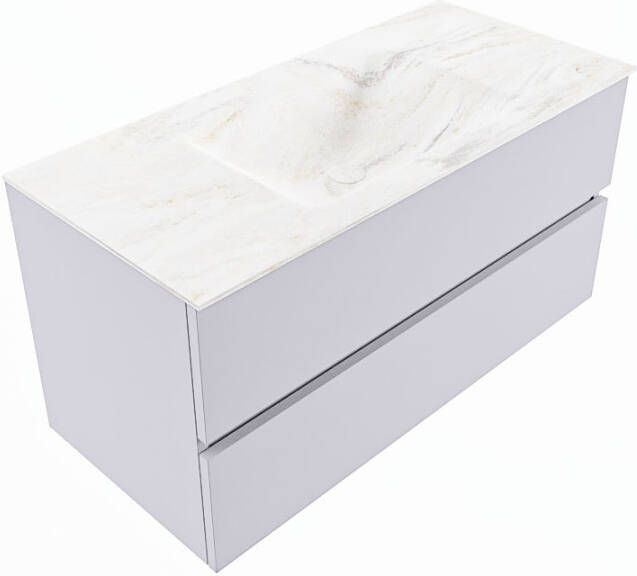 Mondiaz VICA-DLUX 100cm badmeubel onderkast Cale 2 lades. Inbouw wastafel CLOUD midden 1 kraangat kleur Opalo.