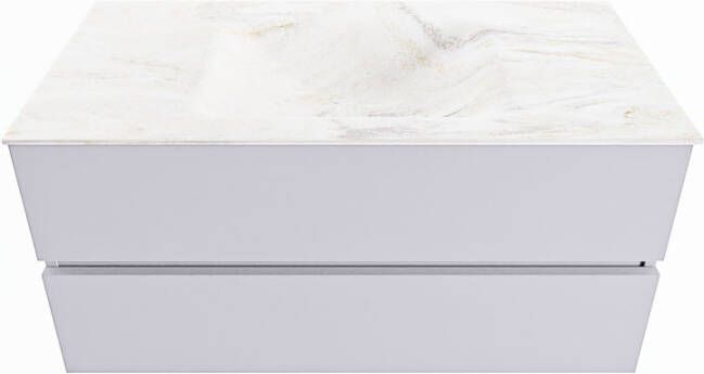 Mondiaz VICA-DLUX 100cm badmeubel onderkast Cale 2 lades. Inbouw wastafel CLOUD midden zonder kraangat kleur Lava.