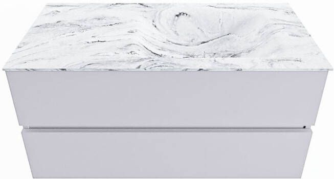 Mondiaz VICA-DLUX 100cm badmeubel onderkast Cale 2 lades. Inbouw wastafel CLOUD rechts 1 kraangat kleur Lava.