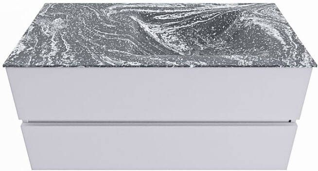 Mondiaz VICA-DLUX 100cm badmeubel onderkast Cale 2 lades. Inbouw wastafel CLOUD rechts zonder kraangat kleur Glace.