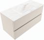 Mondiaz VICA-DLUX 100cm badmeubel onderkast Linen 2 lades. Inbouw wastafel CLOUD midden 1 kraangat kleur Frappe. - Thumbnail 1