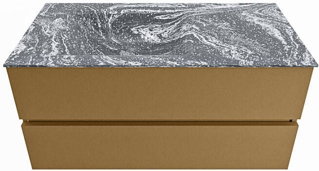 Mondiaz VICA-DLUX 100cm badmeubel onderkast Oro 2 lades. Inbouw wastafel CLOUD links 1 kraangat kleur Frappe.