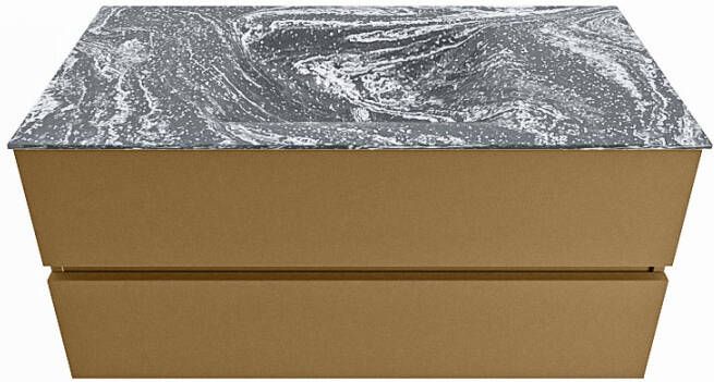 Mondiaz VICA-DLUX 100cm badmeubel onderkast Oro 2 lades. Inbouw wastafel CLOUD midden 1 kraangat kleur Ostra.