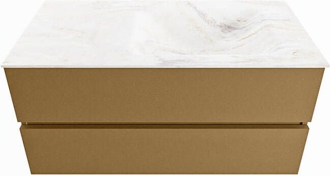 Mondiaz VICA-DLUX 100cm badmeubel onderkast Oro 2 lades. Inbouw wastafel CLOUD rechts 1 kraangat kleur Ostra.