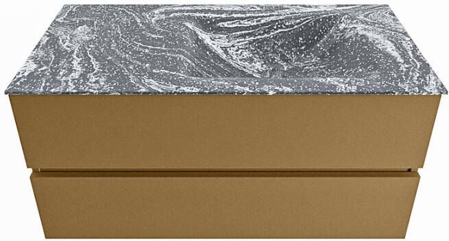Mondiaz VICA-DLUX 100cm badmeubel onderkast Oro 2 lades. Inbouw wastafel CLOUD rechts zonder kraangat kleur Lava.