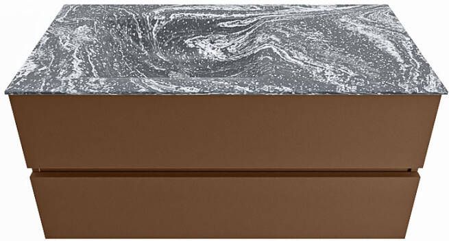 Mondiaz VICA-DLUX 100cm badmeubel onderkast Rust 2 lades. Inbouw wastafel CLOUD links 1 kraangat kleur Glace.