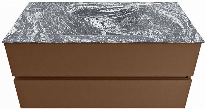 Mondiaz VICA-DLUX 100cm badmeubel onderkast Rust 2 lades. Inbouw wastafel CLOUD midden 1 kraangat kleur Glace.