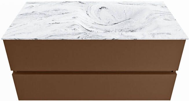 Mondiaz VICA-DLUX 100cm badmeubel onderkast Rust 2 lades. Inbouw wastafel CLOUD rechts 1 kraangat kleur Opalo.
