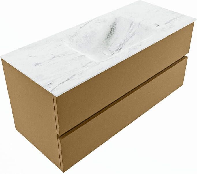 Mondiaz VICA-DLUX 110cm badmeubel onderkast Oro 2 lades. Inbouw wastafel CLOUD midden 1 kraangat kleur Lava.