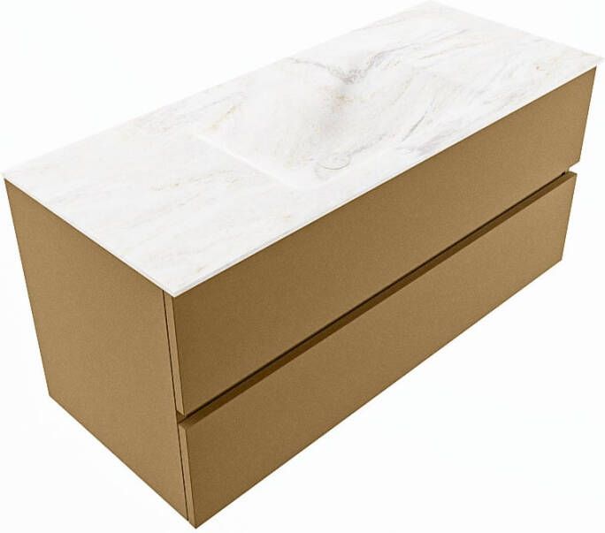 Mondiaz VICA-DLUX 110cm badmeubel onderkast Oro 2 lades. Inbouw wastafel CLOUD midden zonder kraangat kleur Frappe.