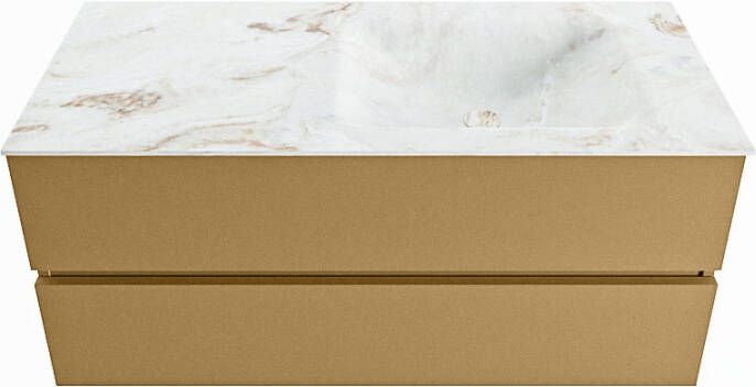 Mondiaz VICA-DLUX 110cm badmeubel onderkast Oro 2 lades. Inbouw wastafel CLOUD rechts 1 kraangat kleur Frappe.